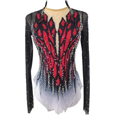 PONNYC Ritmiskā vingrošana Leotards Sievietēm Ziemas sporta kostīms ar spīdīgu Rhinestones Daiļslidošanas kleita sacensībām Komandas sporta sporta vingrošanas apģērbs