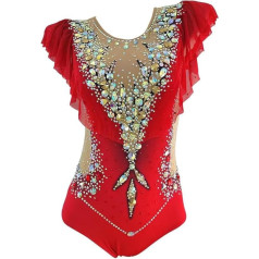 Hynyjxjy Ritmiskā sporta vingrošanas peldkostīmi meitenēm bez piedurknēm Leotard sporta apģērbs Shiny daiļslidošanas kleita ar dimantiem Konkurences apģērbs daiļslidošanai