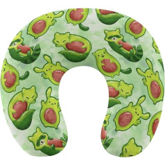 Kakla atbalsta ceļojumu spilvens, kas saderīgs ar Cute Funny Green Animals Avocado Mazgājams lidmašīnas spilvens Automašīnas spilvens Pagalvis galvas balsts U formas spilvens Modes dīvāns Decor kakla spilvens