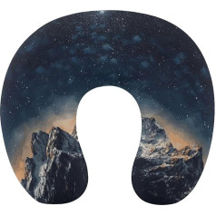 Starry Night The Mountains Travel Pillow Neck Support Memory Foam U-veida spilvens Soft Comfortable Travel Neck Pillow Sleep Rest Pillow Travel Accessories for Airplane Car Office