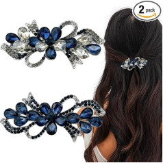 Haarspangen im französischen Stil, Blumen-Design, Blau, 2 Stück
