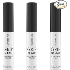 Catrice Grip to Last Eyeshadow Primer, Nr. 010, caurspīdīgs, ilgnoturīgs, dabīgs, vegānisks, bez mikroplastmasas daļiņām, bez nanodaļiņām, bez smaržvielām, 3 gabali (3 x 8 ml)