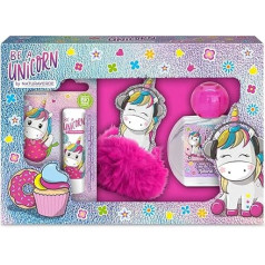 Naturaverde Kids - Be A Unicorn - Dāvanu iepakojums, Pon Pon Pon komplekts, dabīgais tualetes ūdens 50 ml un Fanille Burrocacao 5,7 ml, atslēgu piekariņš ar Pon Pon, 1