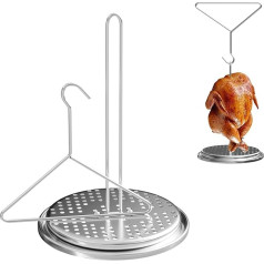 bbq777 Tītara fritēžu rezerves daļu piederumu komplekts fritēzes grilam fritēžu turētājam Tītara fritēžu āķis Tītara fritēžu pakaramais mājputnu gaļas nerūsējošā tērauda cepšanas statīvs ar alumīnija pamatni