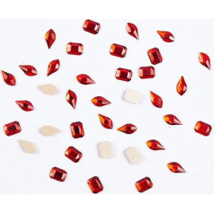 NICENEEDEDED Nagu rhinestones komplekts ar 40 gab liesmas plakanu aizmugures rhinestones un 40 gab smaragda dizaina rhinestone kristāli nagu apdare dārgakmens piekariņi aksesuāri (stils 2)