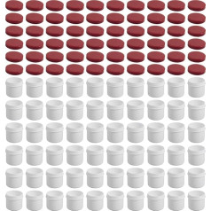 60 ziedes trauciņi, krēma trauciņi, plakana ziedes burciņa, 25 ml tilpuma, ar sarkanu vāciņu, ražots Vācijā