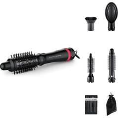 Rowenta x Karl Lagerfeld CF635L Express Style karstā gaisa suku, 5-in-1 matu veidošanas suka, keratīna un spīduma pārklājums, konstanta 60°C temperatūra, visiem matu tipiem, plašs piederumu klāsts, melns/arkans