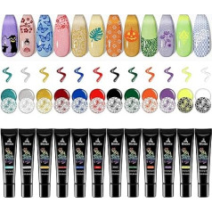 Biutee 8 ml štancēšanas gēla poļu nagu mākslas nagu lakas komplekts 12 krāsu štancēšanas gēla komplekts, UV nagu laka, drukāšanai ar dizainu uz nagiem