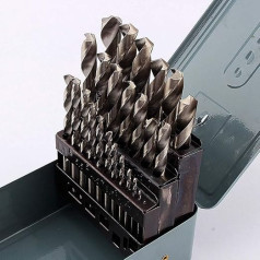 25gab HSS urbju komplekts, spirālveida uzgaļi čuguna sakausējumiem, 1-13 mm, metāla urbjamo instrumentu glabāšanas kārba, izturīgi, ar uzlabotu šķelto virsmu, ar samazinātu izmēru