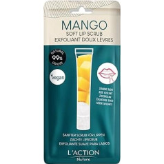 L'Action Paris maigs lūpu skrubis, maigs lūpu skrubis ar dabīgā cukura kristāliem gludām, mitrinātām un apjomīgām lūpām, ar nomierinošu mango sviestu un jojobas eļļu 12 ml