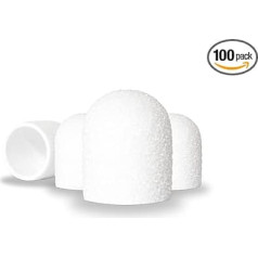 LALILL Slīpēšanas uzmavas LUX 10 mm 240 graudiņu iepakojumā 100 uzmavas nagu grieznēm - baltas slīpēšanas uzmavas nagu modelēšanai - manikīram, pedikīram, podiatrijai - slīpēšanas josta pēdu kopšanai