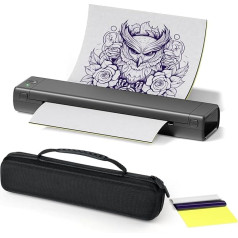 Itari M08F tetovēšanas printeris, termiskais printeris, tetovēšanas trafaretu printeris ar iPad, tālruni un datoru, tetovēšanas aparāta komplekts ar glabāšanas kārbu un 10 gabaliņu tetovēšanas pārneses papīra tetovēšanas māksliniekiem i