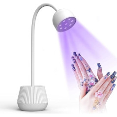 Goshyda nagu žāvēšanas lampa, 24 W nagu lakas cietināšanas lampa, 365 Nm 405 Nm 360 grādu rotējoša gūžas kakla USB uzlādes nagu želejas žāvētājs salonam vai lietošanai mājās