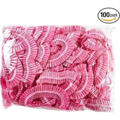 100 dušas cepuru iepakojums Vienreizlietojamās rozā caurspīdīgas plastmasas elastīgās peldēšanas cepures Ūdensnecaurlaidīgas matu cepures Lab Head Covers Vienreizlietojamās elastīgās Mob cepures ēdiena gatavošanai Spa viesnīca Mājas liet