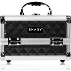 Shany Cosmetics melns kosmētikas vilciena futrālis ar spoguli
