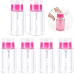 6 pudeļu iepakojums, sūkņa pudele, 180 ml, tukša pudele ar sūkni, plastmasas pudeles nagu lakas noņēmējam, šķidruma pudeles, trauks, plastmasas ceļojumu pudele, rozā krāsā
