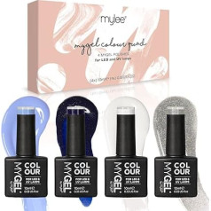 MyGel by MYLEE Snow Queen gēla nagu lakas komplekts 4 x 10 ml UV/LED nagu mākslas manikīra pedikīra komplekts profesionālai lietošanai dzīvojamā istabā un mājās - izturīgs un viegli lietojams