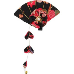 Lurrose Ziedu matu klips ar pušķi Kimono ziedu matu klips Japāņu ziedu matu skava Kanzashi matu Hanfu aksesuāri Āzijas kostīmu Qipao kleita apģērbs Melns