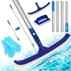 Baseina birste, 43 cm baseina tīrīšanas birste ar regulējama garuma alumīnija stieni un augstākās kvalitātes PP sariem, baseina birste ar izliektiem galiem, baseina birste, tīrīšanas birste otrajām vannām, Robuuste