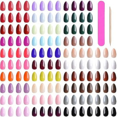 Kalolary mākslīgie nagi, 720 gabaliņu īsu stiletto 30 krāsu mākslīgie nagi mandeļu pilns vāks ar failu un nagu pildspalvu sievietēm meitenēm vienkrāsains komplekts salona mākslīgajiem nagiem