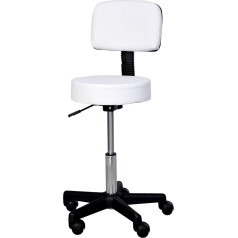 HOMCOM Roller Stool Regulējams augstums darba taburete ar atzveltni, rotējošs salona taburete masāžai birojā mākslīgās ādas balta diametrs 35 x 72-84 cm