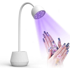 Nagu žāvēšanas lampa, 24W nagu lakas žāvēšanas lampa 365nm 405nm 360 grādu rotējoša Gooseneck USB lādētājs nagu gela žāvētājs salonam vai mājai