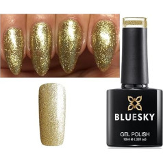 Bluesky Platinum 02 Gold Glitter Sparkle Good As Gold Nail Polish UV LED Soak Off 10ml PLUS 2 Homebeautyforyou spīduma salvetes