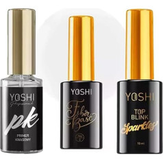 Yoshi nagu kopšanas komplekts: Acid Primer, UV Top Blink Sparkles & Fibre Base No.5, 10 ml katrs, 10 ml
