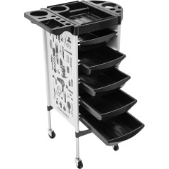 SICHENSH 6 laģeri Friseurwagen Friseurassistant Salonhilfe Friseur Arbeitswagen mit 5 Schubladen Salonwagen mit 4 Rad Friseur Wagen für Viele Beauty-Tools Geeignet 52x36x90cm (Weiß)