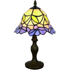 Tokira Tiffany stila galda lampa 8 collas, E14 Vintage vitrāžas nakts gaisma, violeta nakts lampa, guļamistabas galda lampas dzīvojamai istabai, vienkārša stila studiju apgaismojums [bez spuldzēm]
