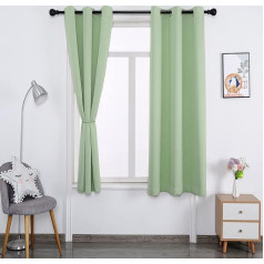 Cozomiz Pack of 2 Āra aizkari Eyelet aizkars Blackout aizkars Aizsegs UV aizsardzība Āra aizkars Garden Blackout ar cilpām Thermal aizkars Guļamistaba Green 168 x 228 cm