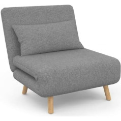 Idmarket - Romeo Izvelkamais krēsls ar 1 sēdvietu blakus gulta 80 x 190 cm Audums gaiši pelēks