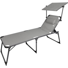 Aktive 62613 Saliekamais atpūtas krēsls ar saulessargu 193 x 67 x 85 cm Camping Grey