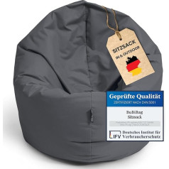Bubibag Pūku maiss 5-6 gadus veciem bērniem, sēdekļa spilvens atpūtai vai kā spēļu maiss, komplektā ar pildījumu (100 cm diametrs, antracīts)