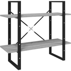 Vidaxl Sonoma Grāmatu skapis 2 nodalījumi Biroja plaukts Sienas plaukts Dokumentu plaukts Uzglabāšanas plaukts Dzīvojamā istaba Pelēks 80 x 30 x 70 cm Koka materiāls