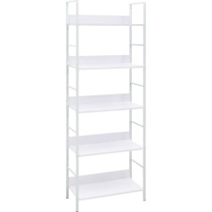 Vidaxl Grāmatu plaukts, 5 plaukti, Metāla plaukts, Metāla plaukts, Virtuves plaukts, Kurpju turētājs, Grāmatu skapis, Balts, 60 x 27,6 x 158,5 cm, Koka materiāls