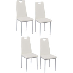 Buybyroom Ēdamistabas krēsli Komplekts no 4 metāla kājām Virtuves krēsli ar atzveltni, mīkstie krēsli, dzīvojamās istabas krēsls, guļamistaba, balts