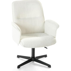 Meuble Cosy Vanity Bouclé tualetes galdiņa taburete ar regulējama augstuma roku balstiem 360° rotējošs krēsls guļamistabai Vanity Bouclé frotē audums White
