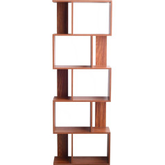 Rebecca Mobili MDF koka plaukts, moderns grāmatu plaukts, 5 plaukti, valriekstu brūns, grāmatu dokumenti Smartworking Office - izmēri (H x D x V) - Prece RE6401
