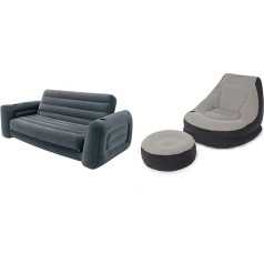 Intex Dīvāns gulta, 66552, 203 x 224 x 66 cm, un piepūšamās mēbeles Ultra Lounge, pelēks, 102 x 137 x 79 cm/ diametrs 64 x 28 cm