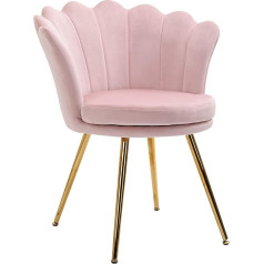 Homcom Krēsls tualetes galdiņš Krēsls ar samta salona krēslu un zelta metāla kājām viesistabai, guļamistabai un ēdamistabai 67 L x 64 D x 77 H cm pulverveida rozā krāsā