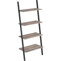 Vasagle Trepju plaukts, sienas plaukts un uzglabāšanas plaukts, 4 līmeņu grāmatu plaukts, dzīvojamā istaba, virtuve, birojs, tērauds, izturīgs, slīps, industriāls, pelēkbrūns un melns LLS043B02