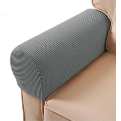 ‎Esrise ESRISE Krēslu roku balstu pārvalki, Stretch Armchair Couch Armrest Cover Neslīdošs Spandekss poliestera dīvāna krēslu roku vāciņi Slipcovers mēbeļu aizsargam, komplekts no 2 (gaiši pelēks)