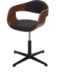 Mendler HWC-H46 Ēdamistabas krēsls ar regulējamu augstumu un grozāmo mehānismu Bentwood FSC® Walnut Look audums Tumši pelēks