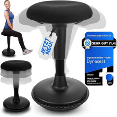 Dynaseat Ergonomisks taburetes regulējams augstums sēdēšanai un stāvēšanai (melns, 45-65 versija) - Ergonomisks biroja taburete - galda taburete ar šūpoļu efektu - palīglīdzeklis stāvēšanai