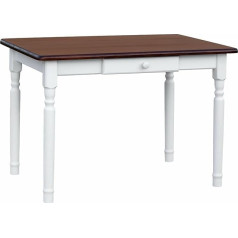 K Koma Baltās priedes masīvkoka pusdienu galds ar atvilktni - riekstkoka galda virsma - stilīgs virtuves galds (80x120cm) JAUNS