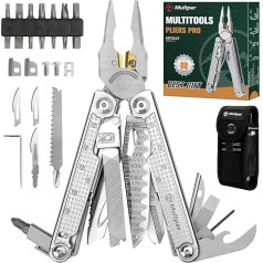 Multper Multitools, Multi Tool saliekamas knaibles ar uzlabotām šķērēm un skrūvgriezi, nerūsējošais tērauds ar neilona somu, ideāli piemērots brīvdabas, pārgājienu dāvanām