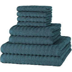 Merana OSLO roku dvieļu komplekts, ātri žūstošs, mīksts un bez savārstījumiem, frotē, 100% kokvilnas frotē audums, Oeko-Tex, 590 g/m², benzīna zaļš (ekonomisks komplekts ar 8 dvieļiem, 4 dvieļi viesiem, 2 roku dvieļi, 2 vannas dvieļi)