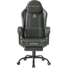 NSMAZXO Mixastep spēļu krēsls, sacīkšu spēļu krēsls, ergonomisks spēļu krēsls ar jostas balstu, biroja krēsls, PU āda, datora krēsls, paplašināts atzveltne, 135 kg
