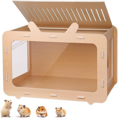 BREUAILY DIY liels kāmju būris Koka kāmju dzīvotne ar logu un augšējo atvērumu Sīrijas kāmjiem, pundurkāmjiem, šinšilām, jūrascūciņām, 80 x 51,5 x 50 cm
